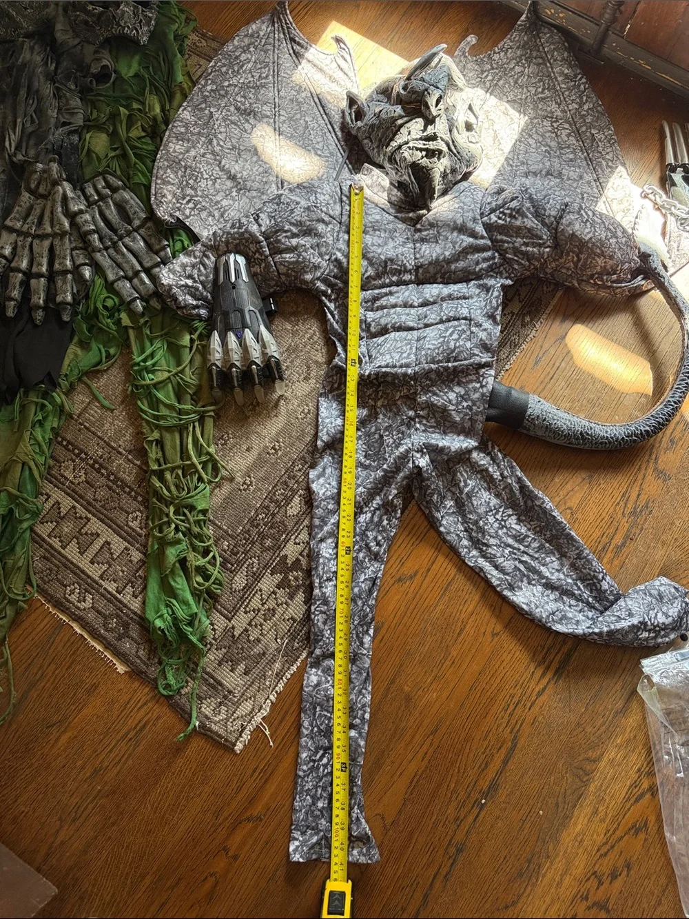 3 costumes Gray Gargoyle Kids Costume with Wings and Tail 7-9y